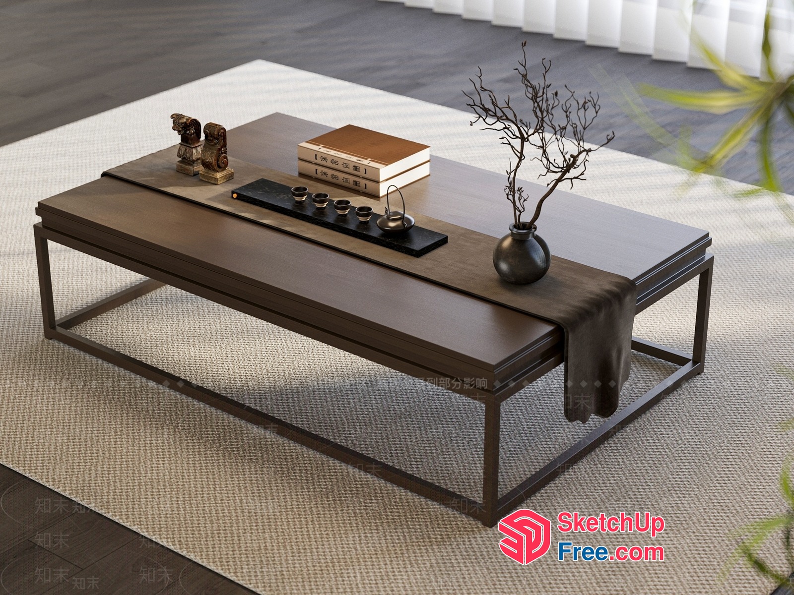 Modern Coffee Table With Elegant Accessories 3D SketchUp File