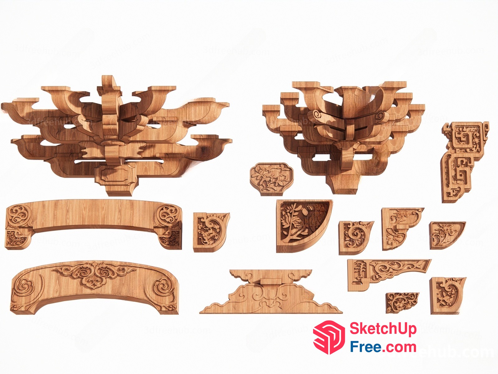 Ornate Carved Wood Decorations 3D SketchUp File
