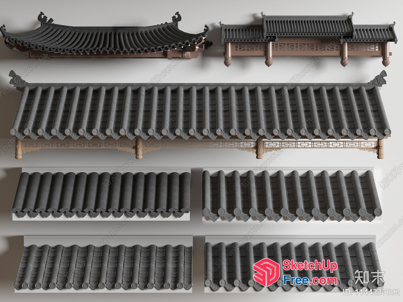 Traditional Japanese Roof Design Elements 3D SketchUp File