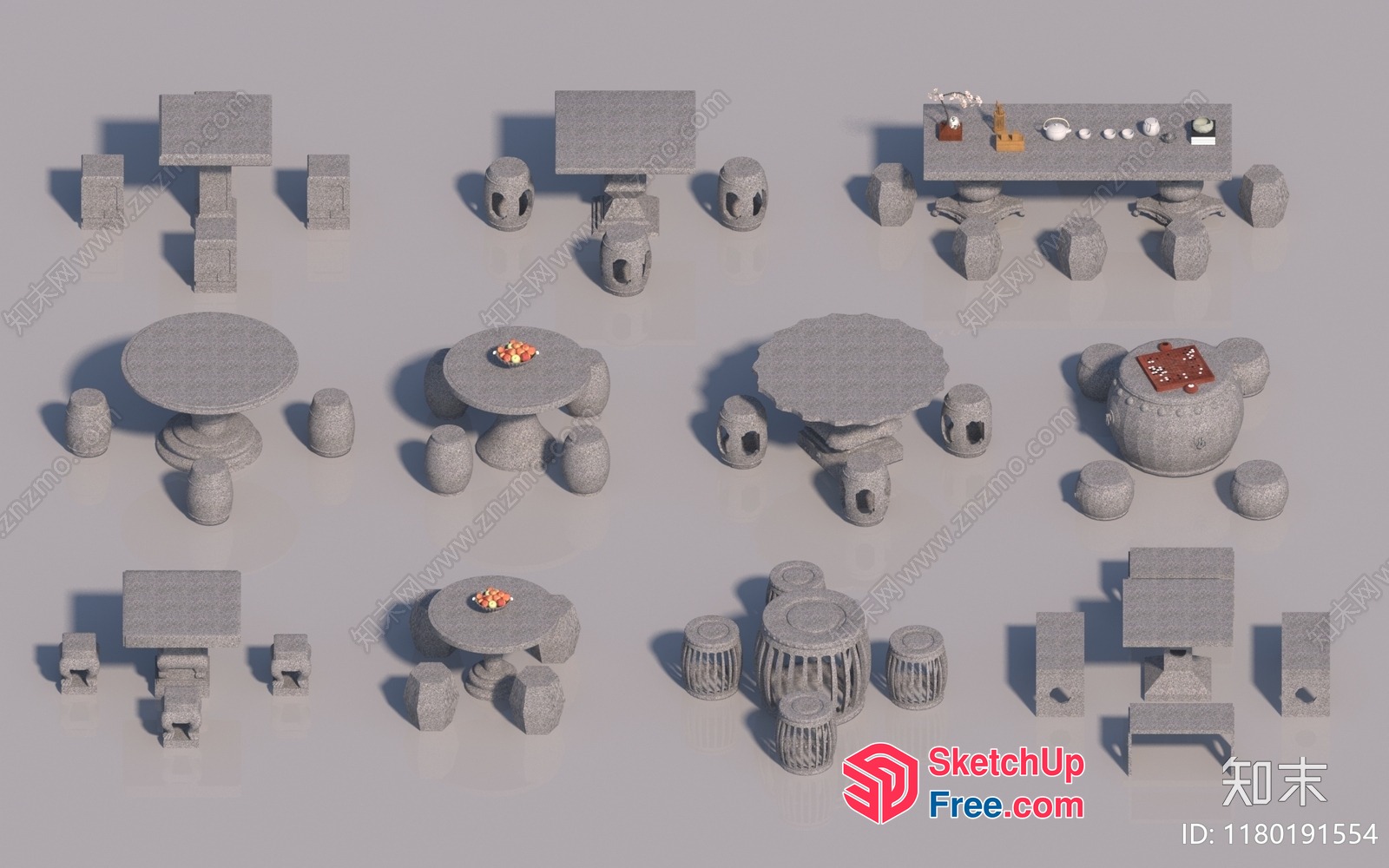 Stone Furniture Set 3D SketchUp File