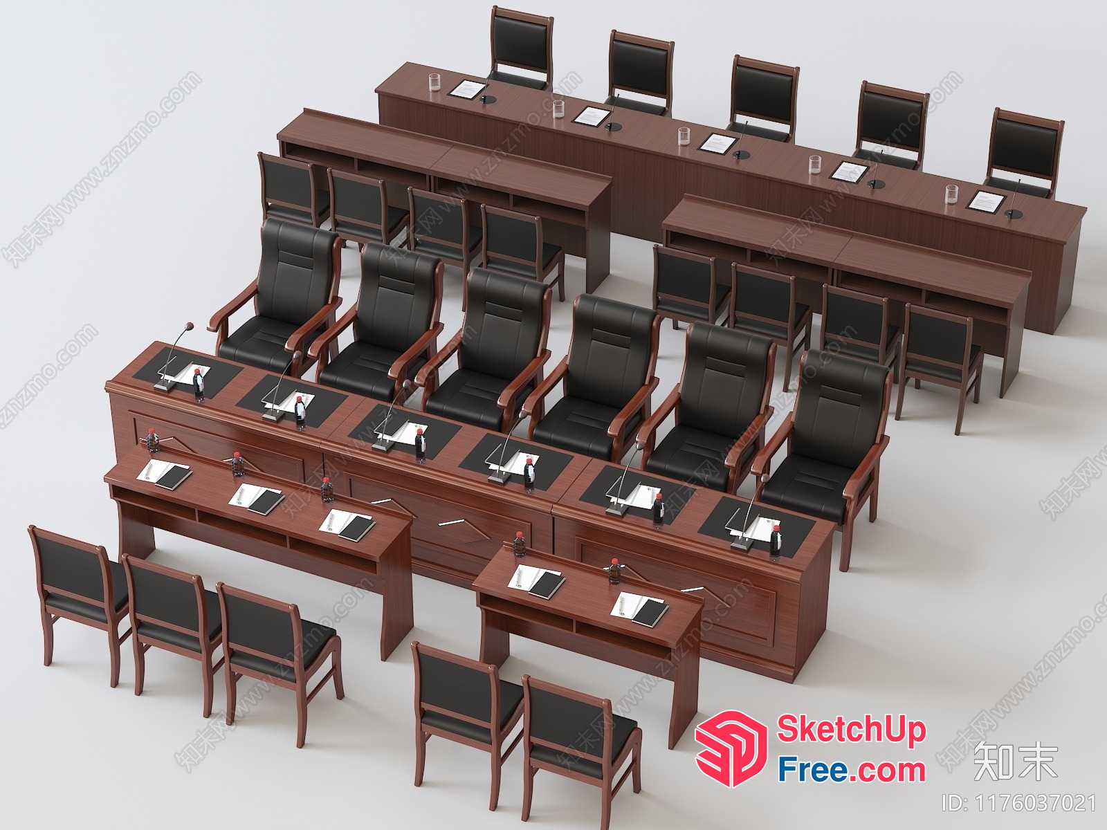 Conference Room Furniture With Multiple Desks And Chairs 3D SketchUp File