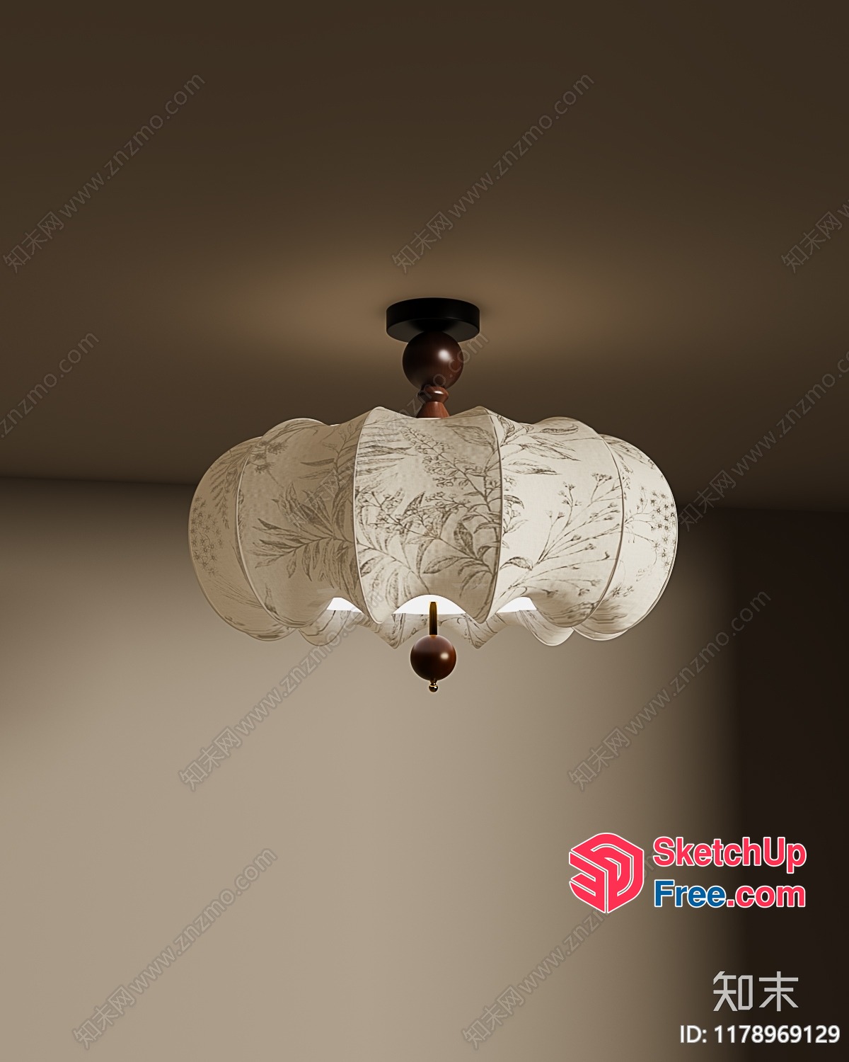 Elegant Lighting Fixture With Ornate Shades And Wooden Base 3D SketchUp File