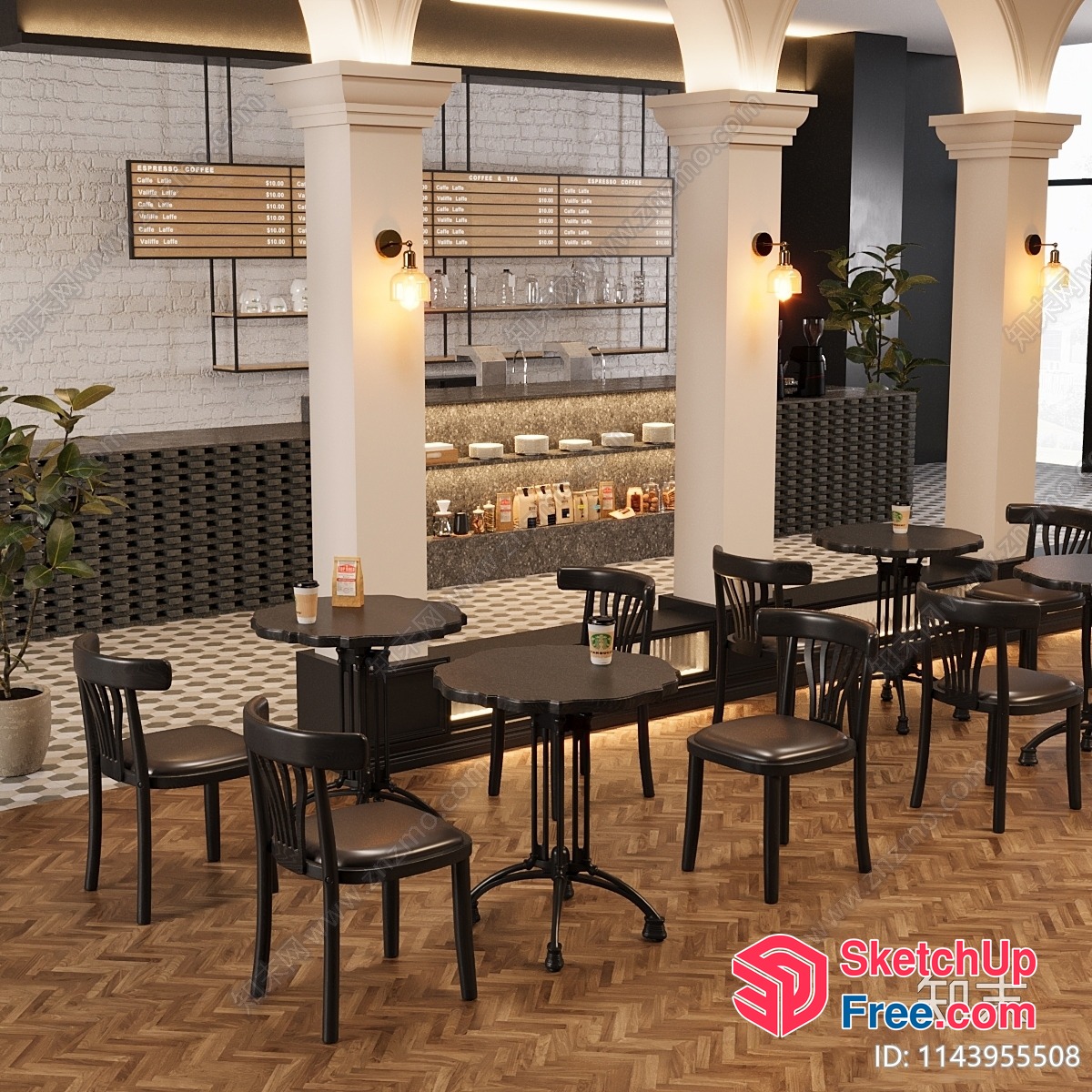 Classic European Style Coffee Shop Interior 3D SketchUp File