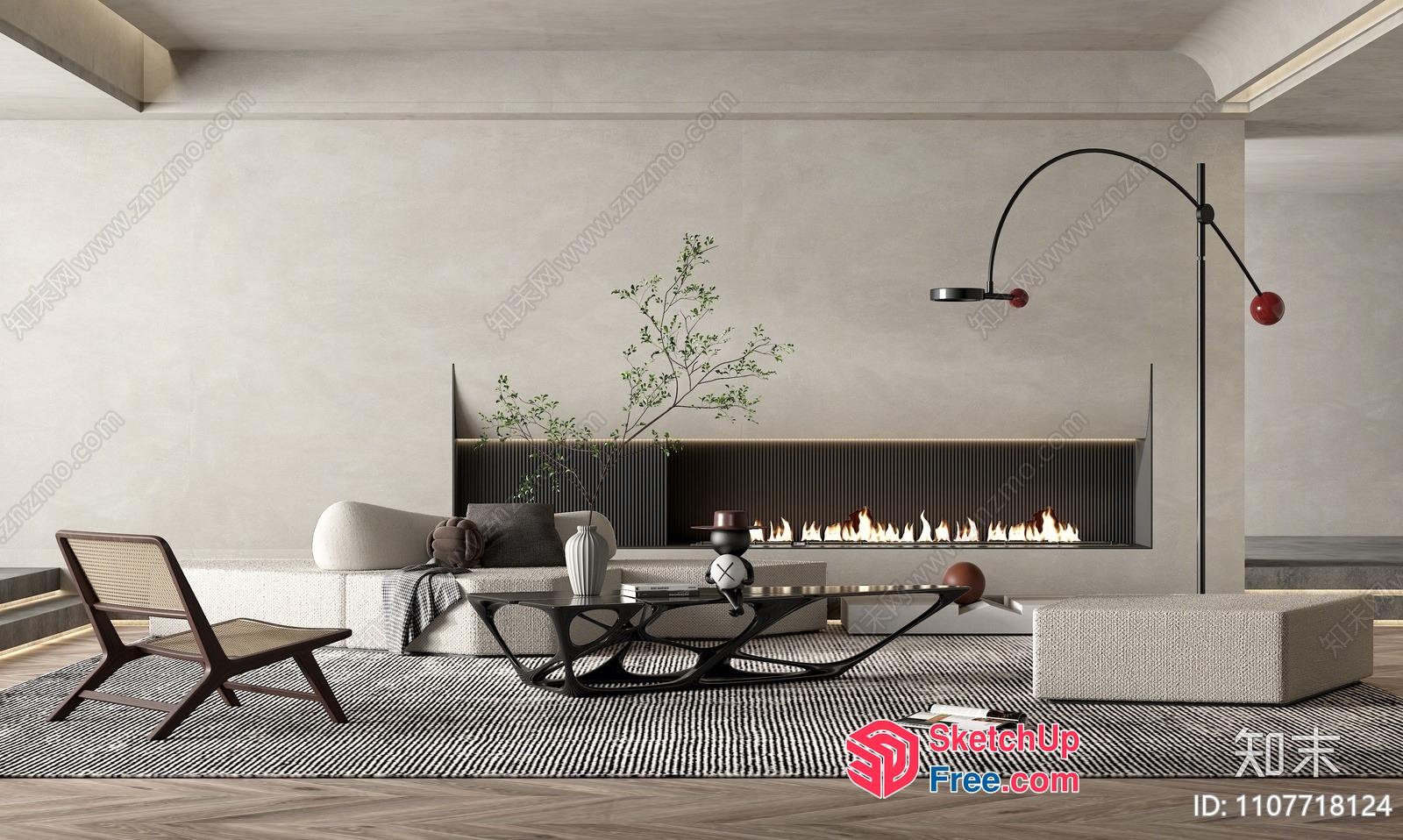 Modern Fireplace And Fireplace Surround Decorative 3D SketchUp File