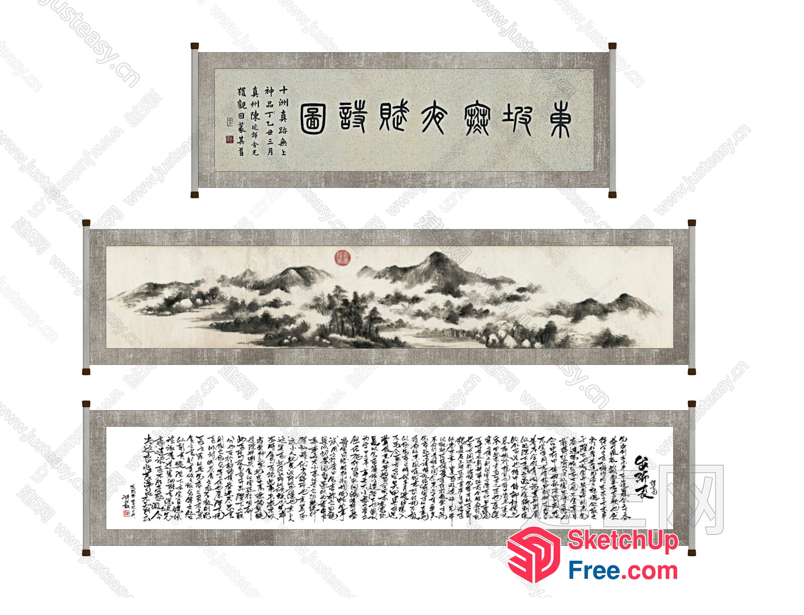 Traditional Chinese Calligraphy Artwork 3D SketchUp File