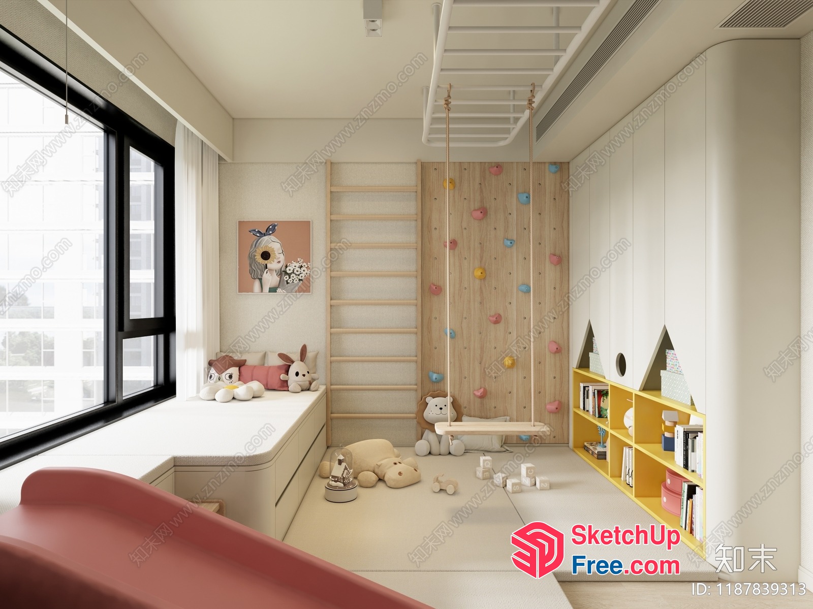 Minimalist Scandinavian Kids' Playroom With Modern Decor 3D SketchUp File