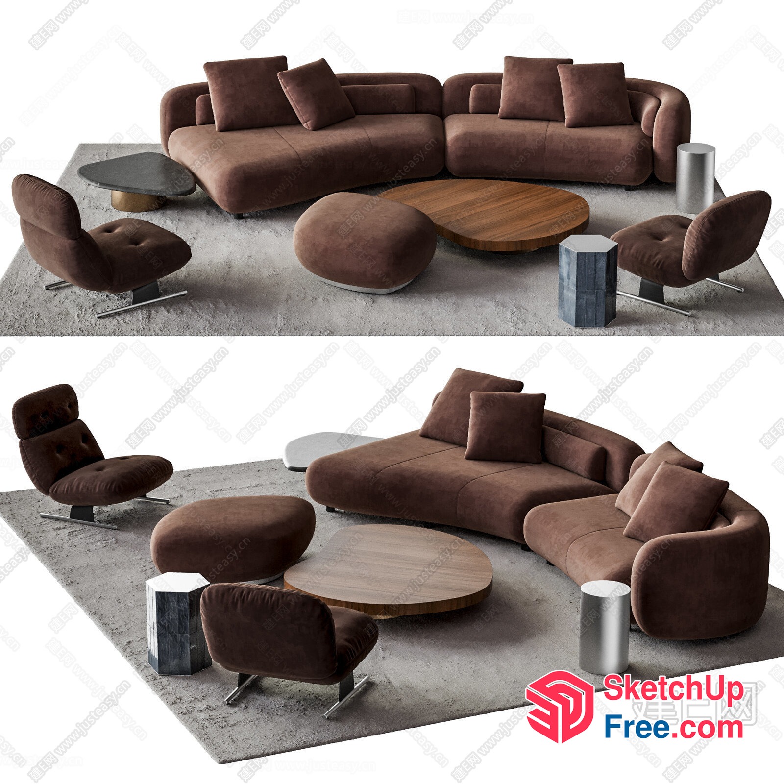 Modern Minimalist Living Room Furniture Set 3D SketchUp File