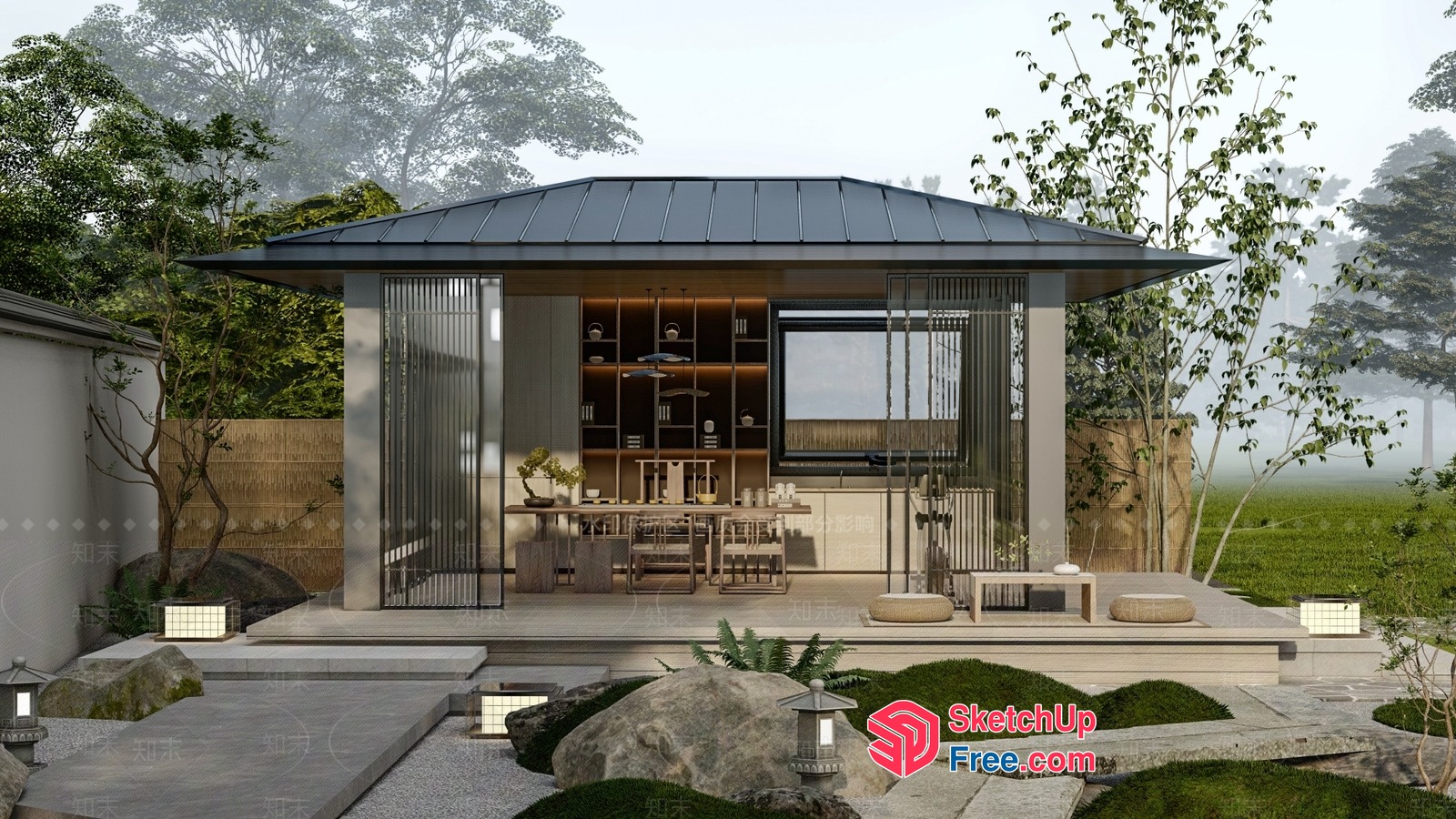 Serene Japanese-Inspired Villa 3D SketchUp File