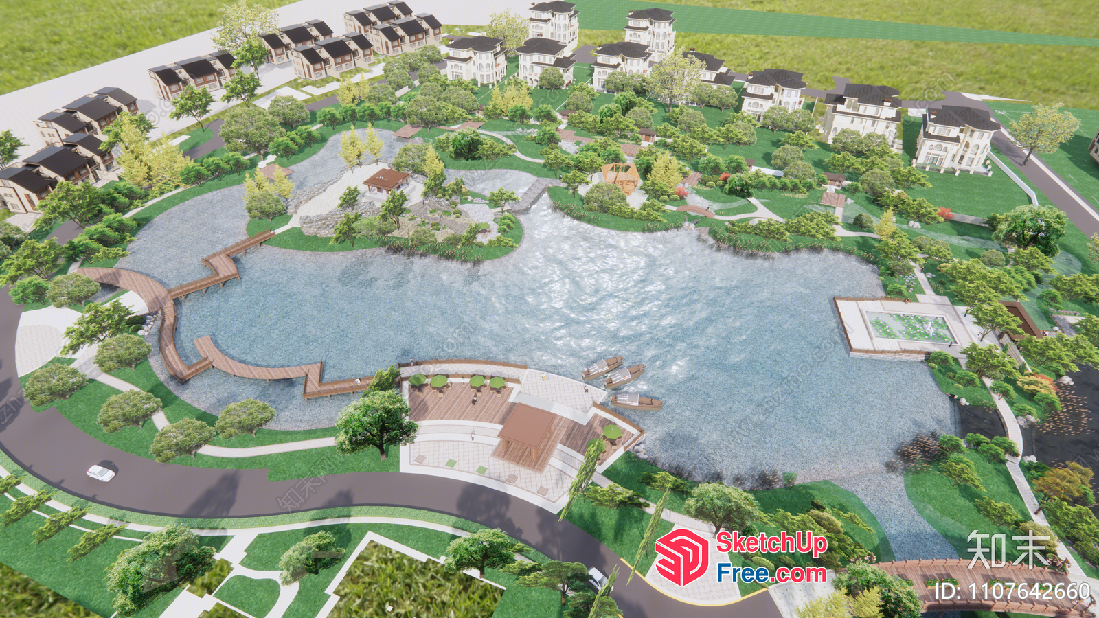 Serene Lakeside Community 3D SketchUp File