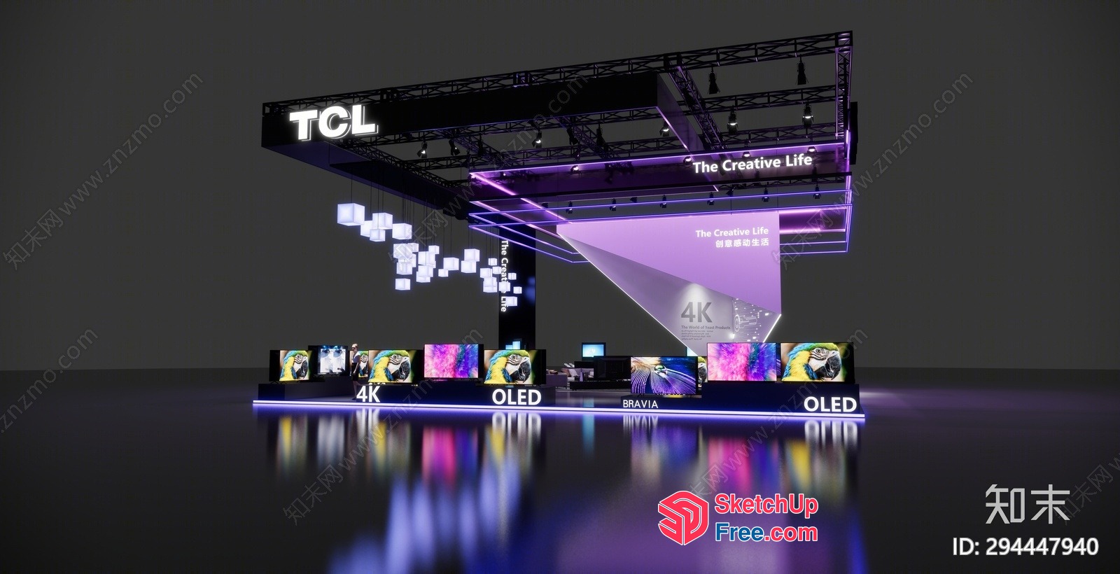 Tcl Booth With Oled And 4K Displays 3D SketchUp File