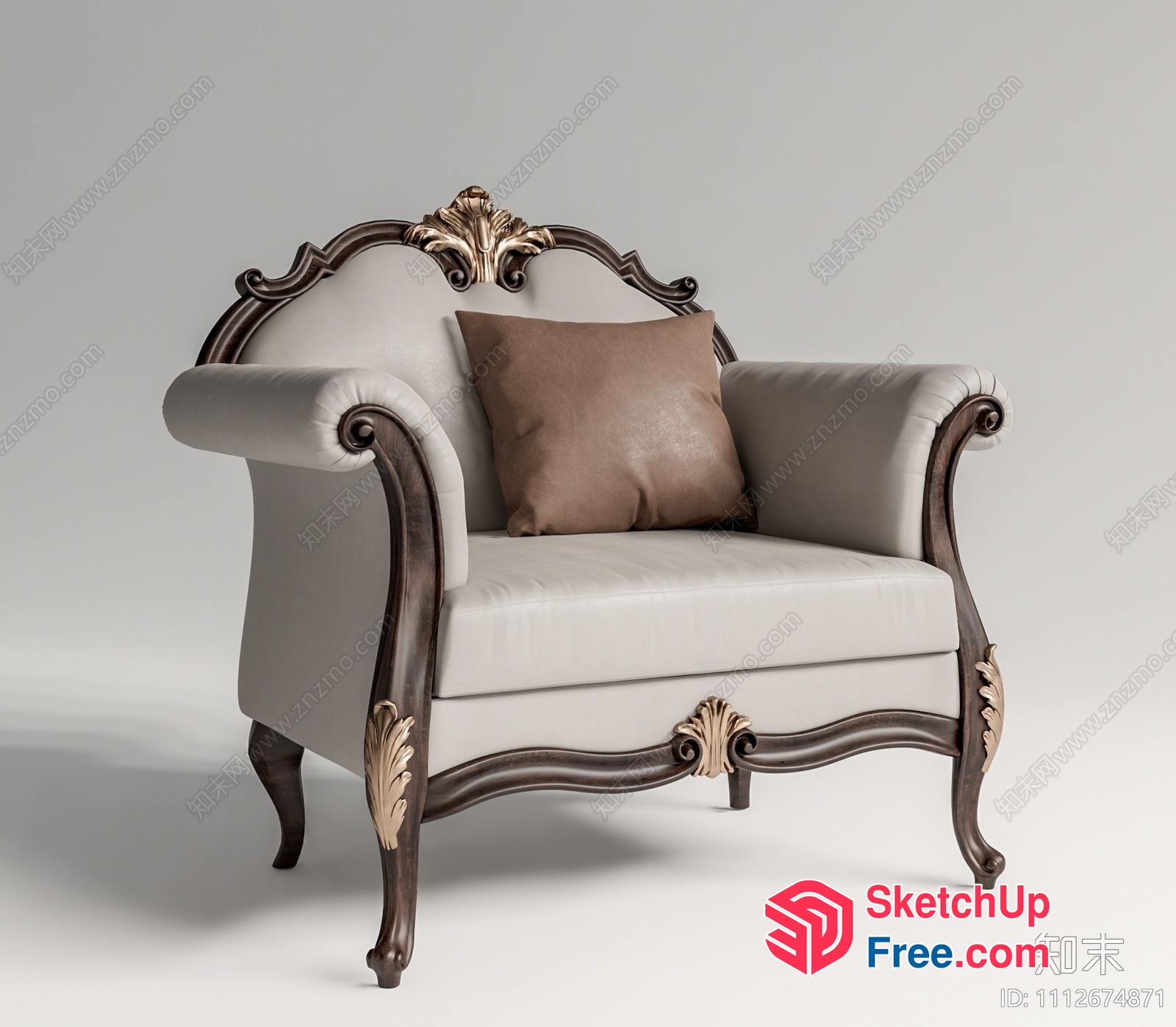 Ornate Victorian-Style Armchair With Carved Wooden Frame 3D SketchUp File