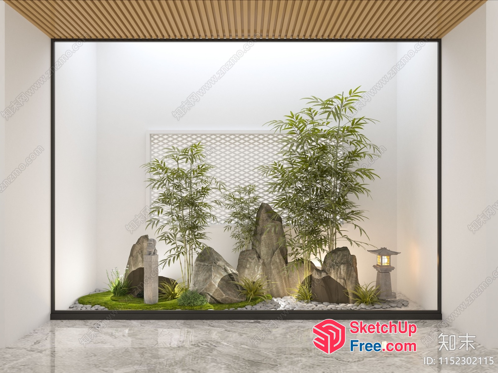 Elegant Japanese-Inspired Zen Garden 3D SketchUp File