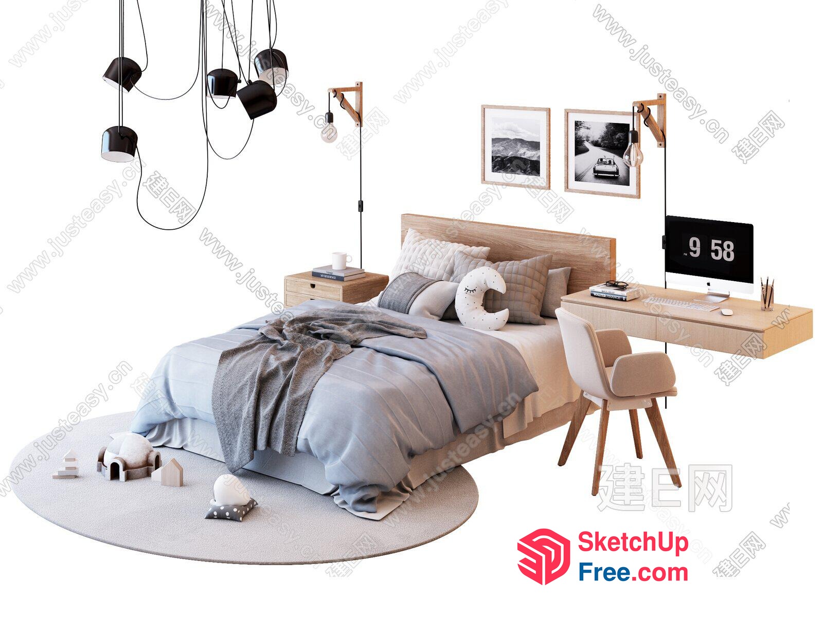 Modern Minimalist Bedroom Interior 3D SketchUp File