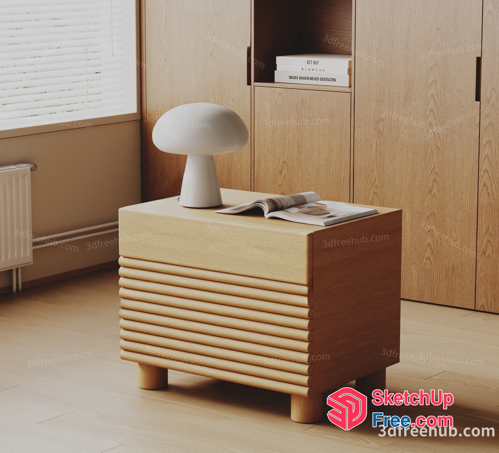 Contemporary Minimalist Wooden Furniture And Decor 3D SketchUp File