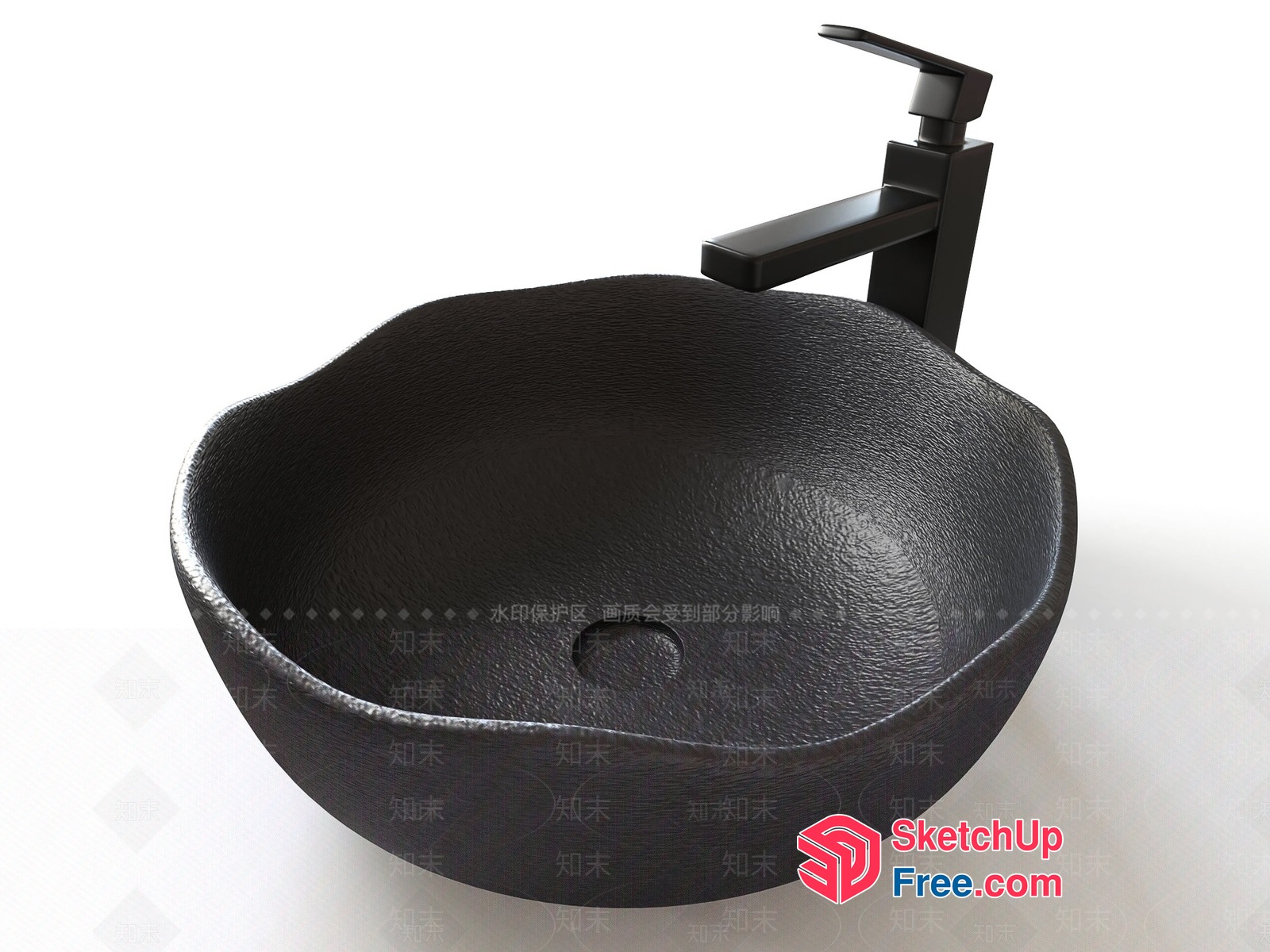 Black Stone Sink With Faucet 3D SketchUp File