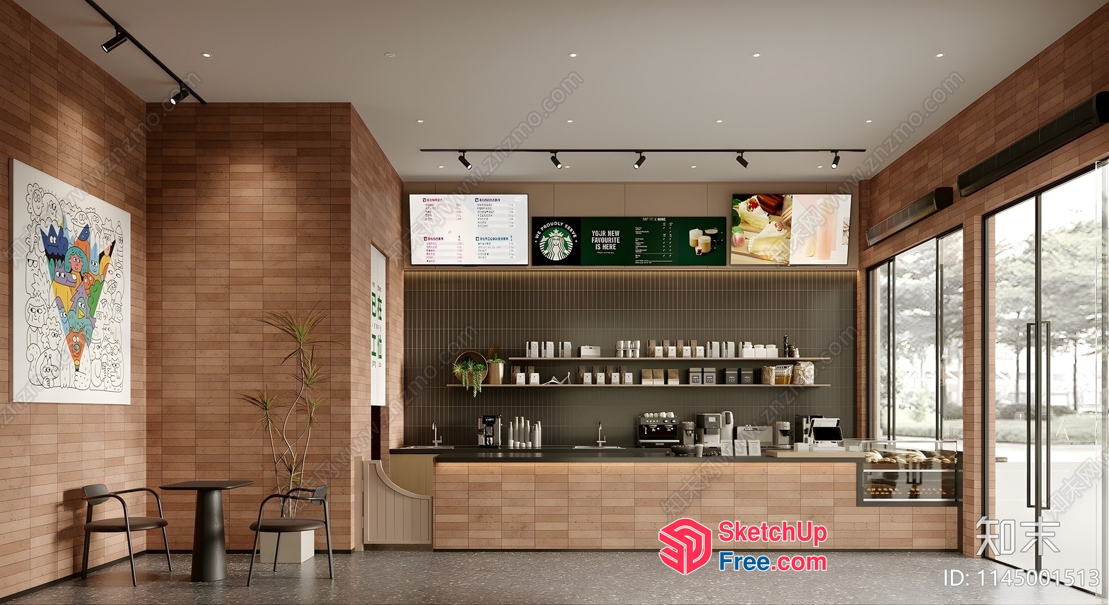 Modern Coffee Shop Interior Design 3D SketchUp File