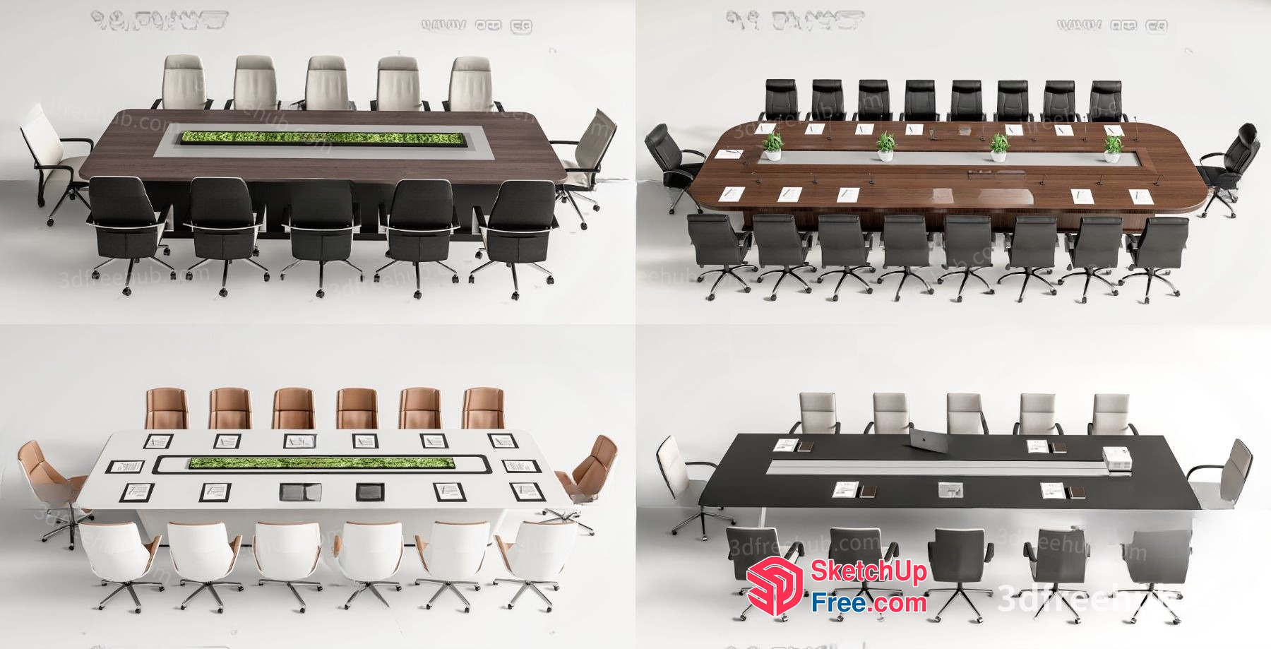 Modern Conference Room Furniture Arrangement 3D SketchUp File