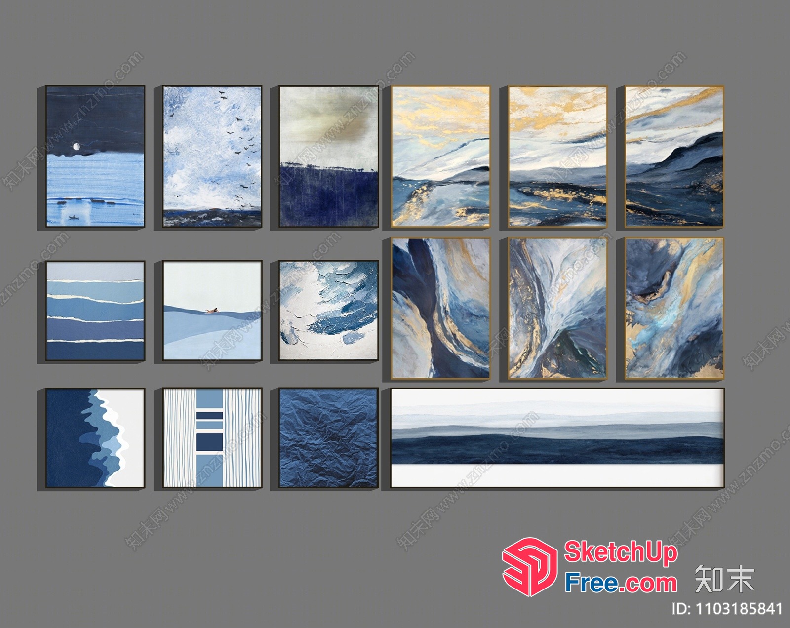 Abstract Ocean Landscape Painting Collection 3D SketchUp File