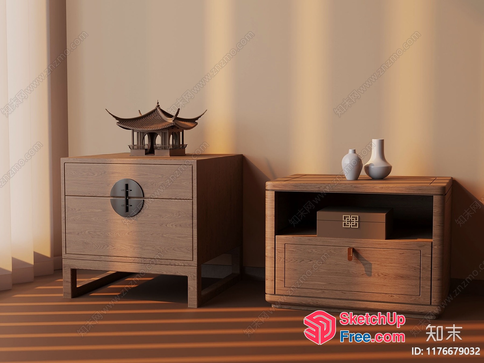 Wooden Furniture And Asian Decor 3D SketchUp File