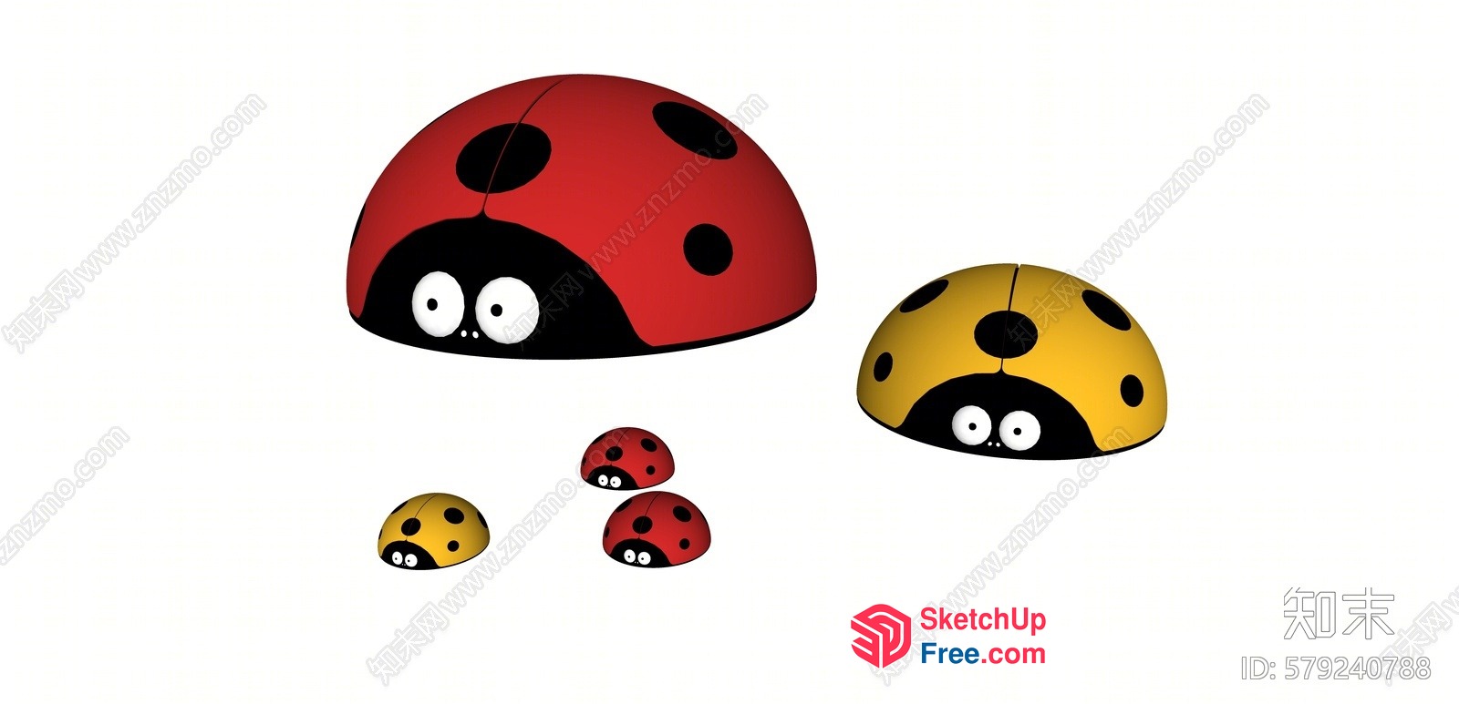 Cartoon Ladybugs And Their Babies 3D SketchUp File