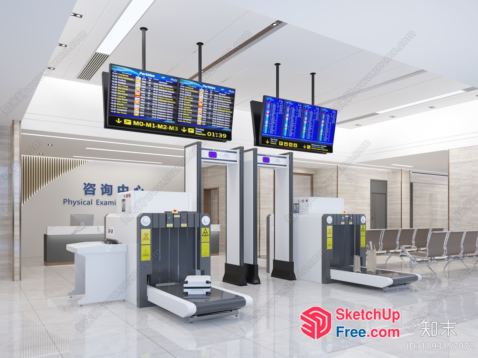 Security Checkpoint In Modern Airport Terminal 3D SketchUp File