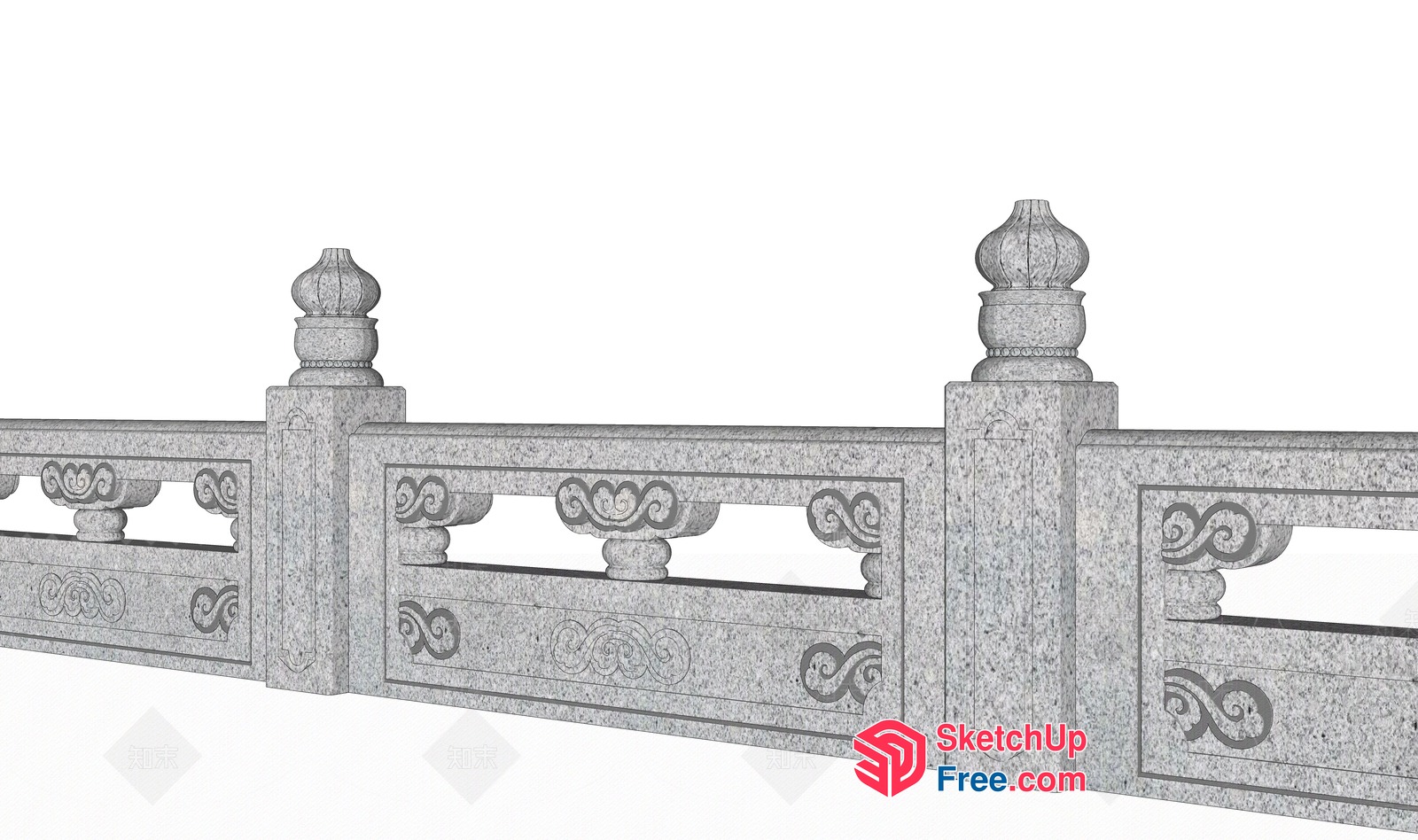 Elegant Ornate Stone Railing 3D SketchUp File
