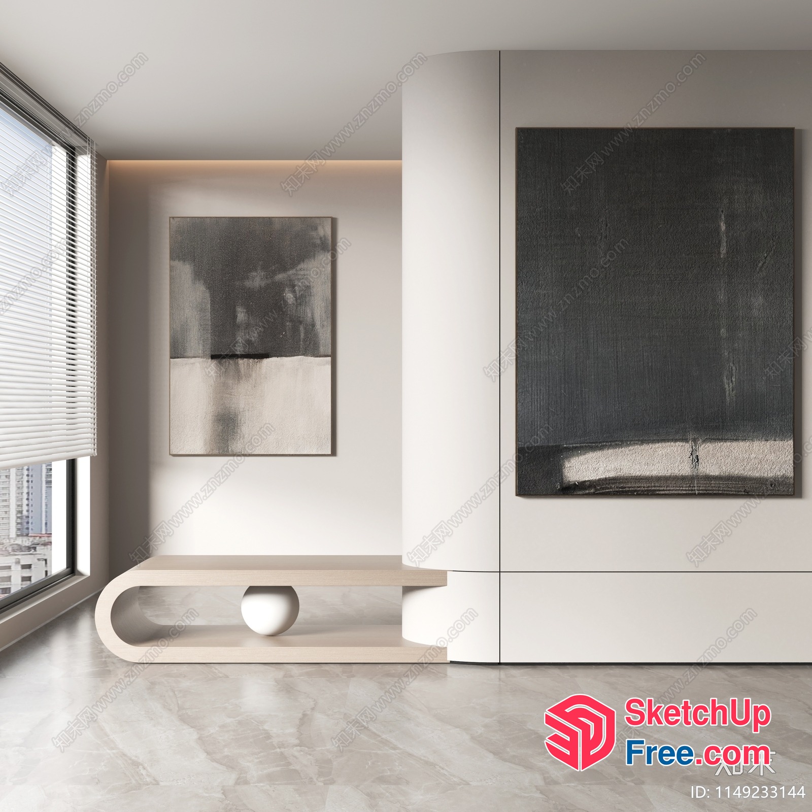Minimalist Interior With White And Grey Aesthetics 3D SketchUp File