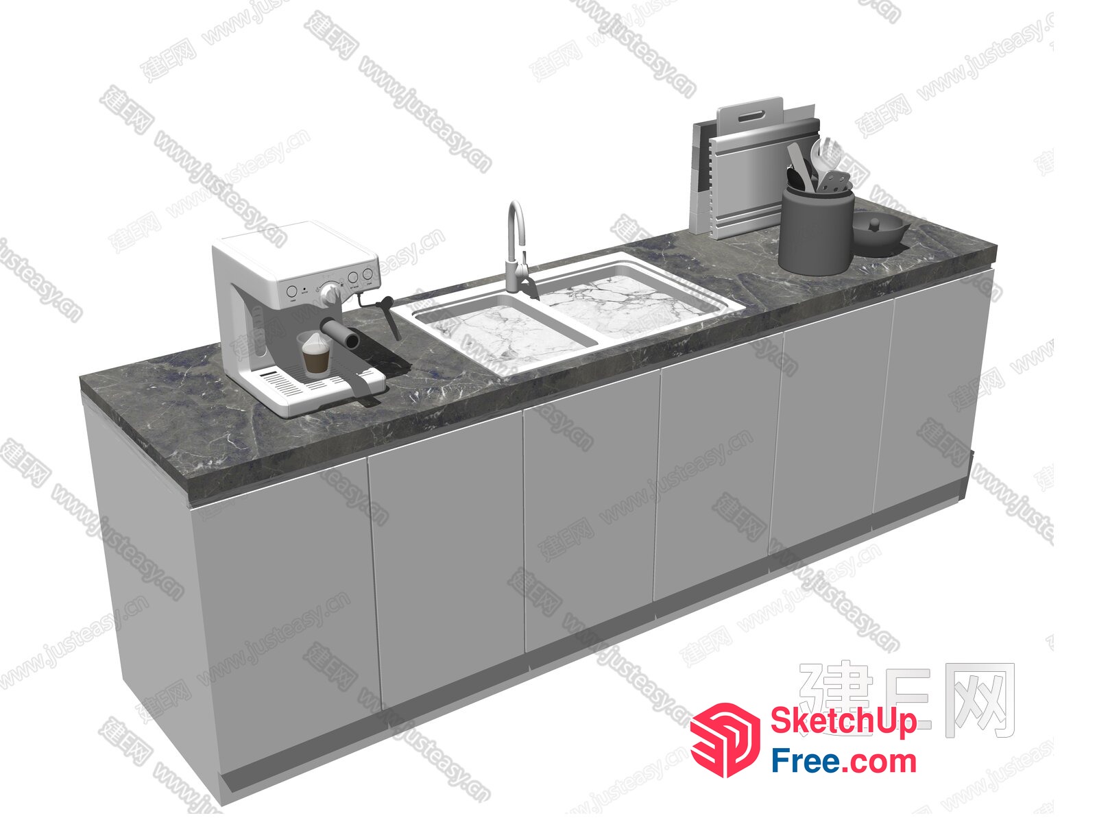 Kitchen With Espresso Machine And Sink 3D SketchUp File