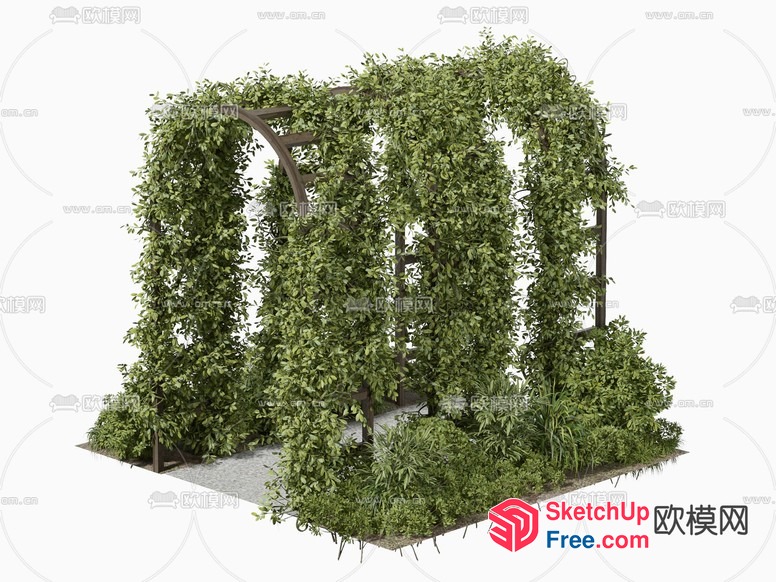 Elegant Arbor Structure With Lush Greenery 3D SketchUp File