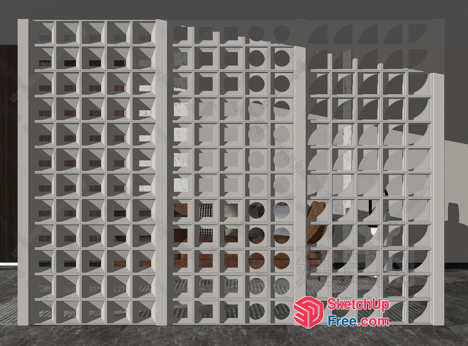 Partition Screen With Multiple Holes And Shapes 3D SketchUp File