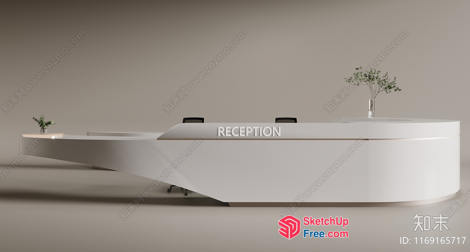 Modern White Reception Desk With Sleek Design 3D SketchUp File