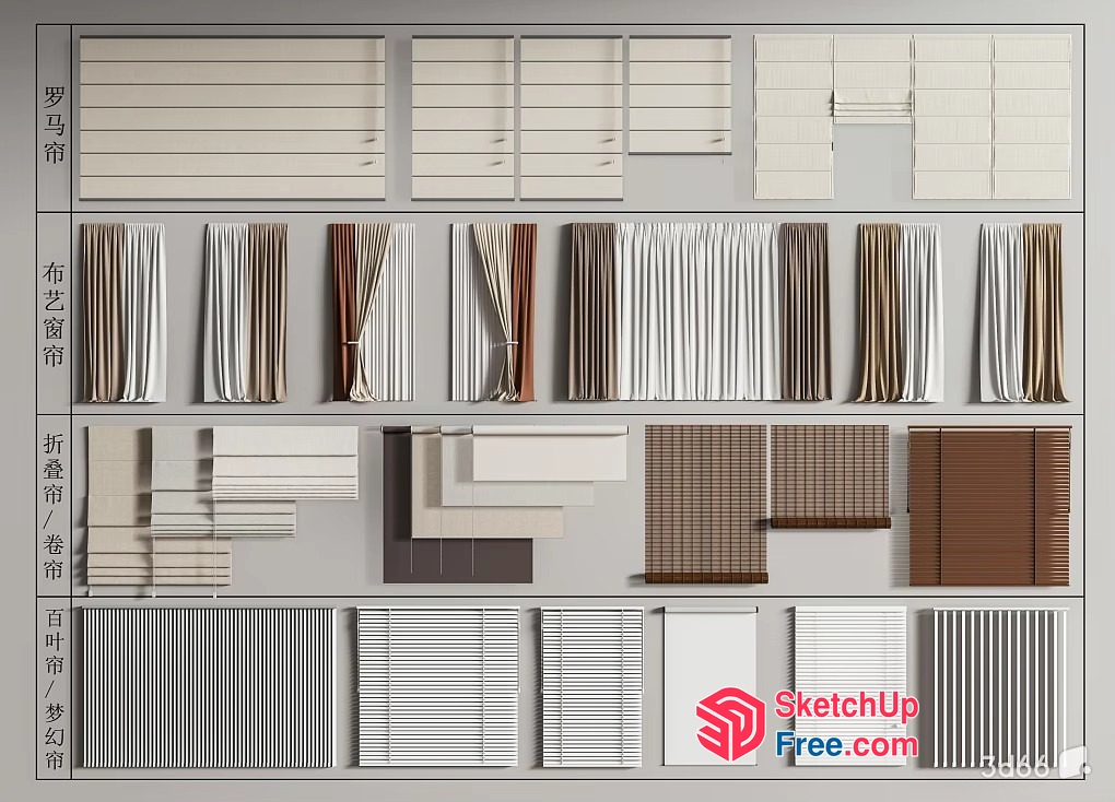 Modern Window Treatment Options 3D SketchUp File
