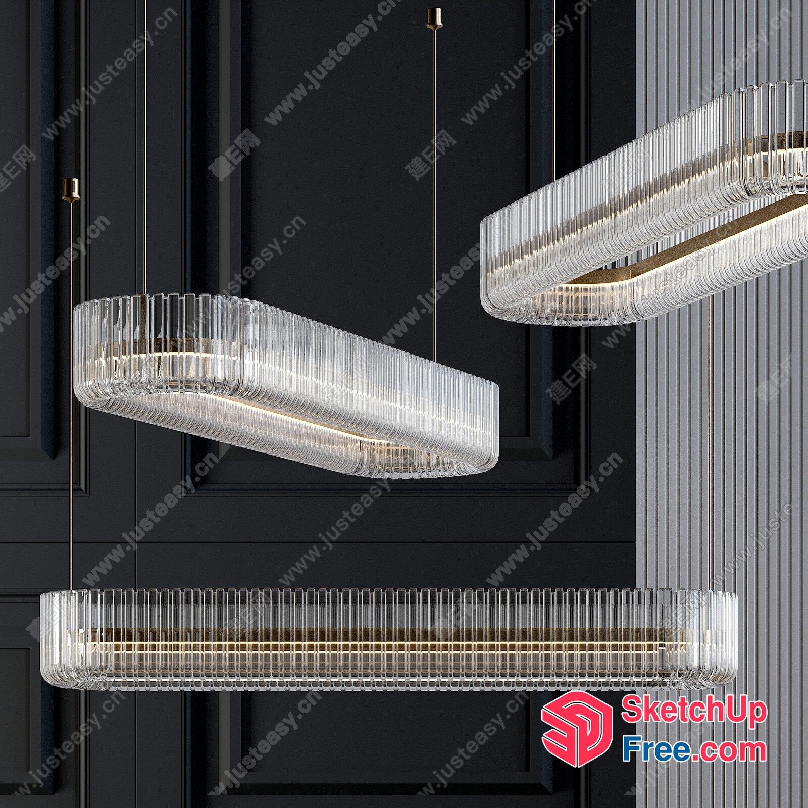 Elegant Crystal Chandeliers 3D SketchUp File