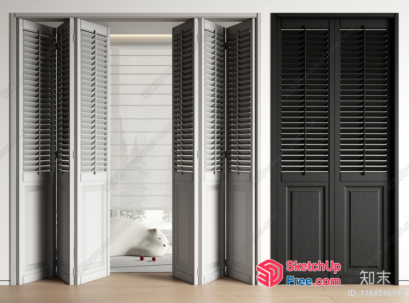 Interior Room With Sliding Doors And Windows 3D SketchUp File
