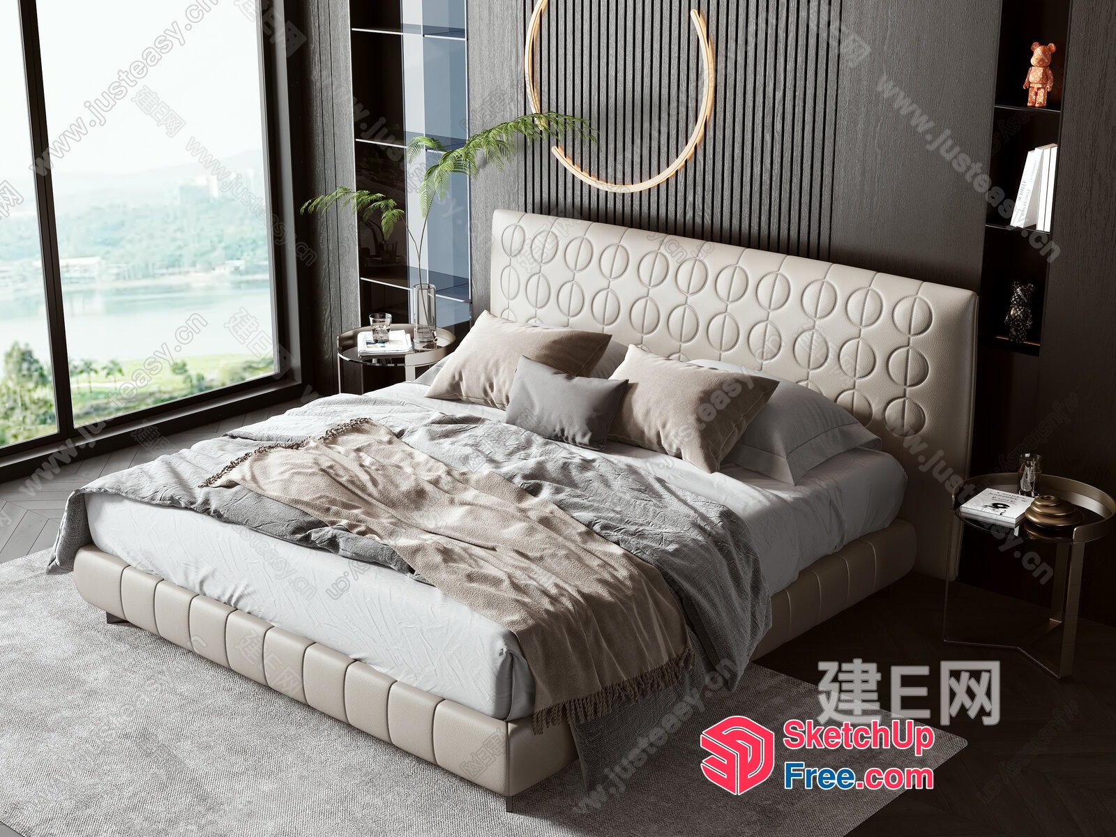 Modern Minimalist Bedroom With Large Window 3D SketchUp File
