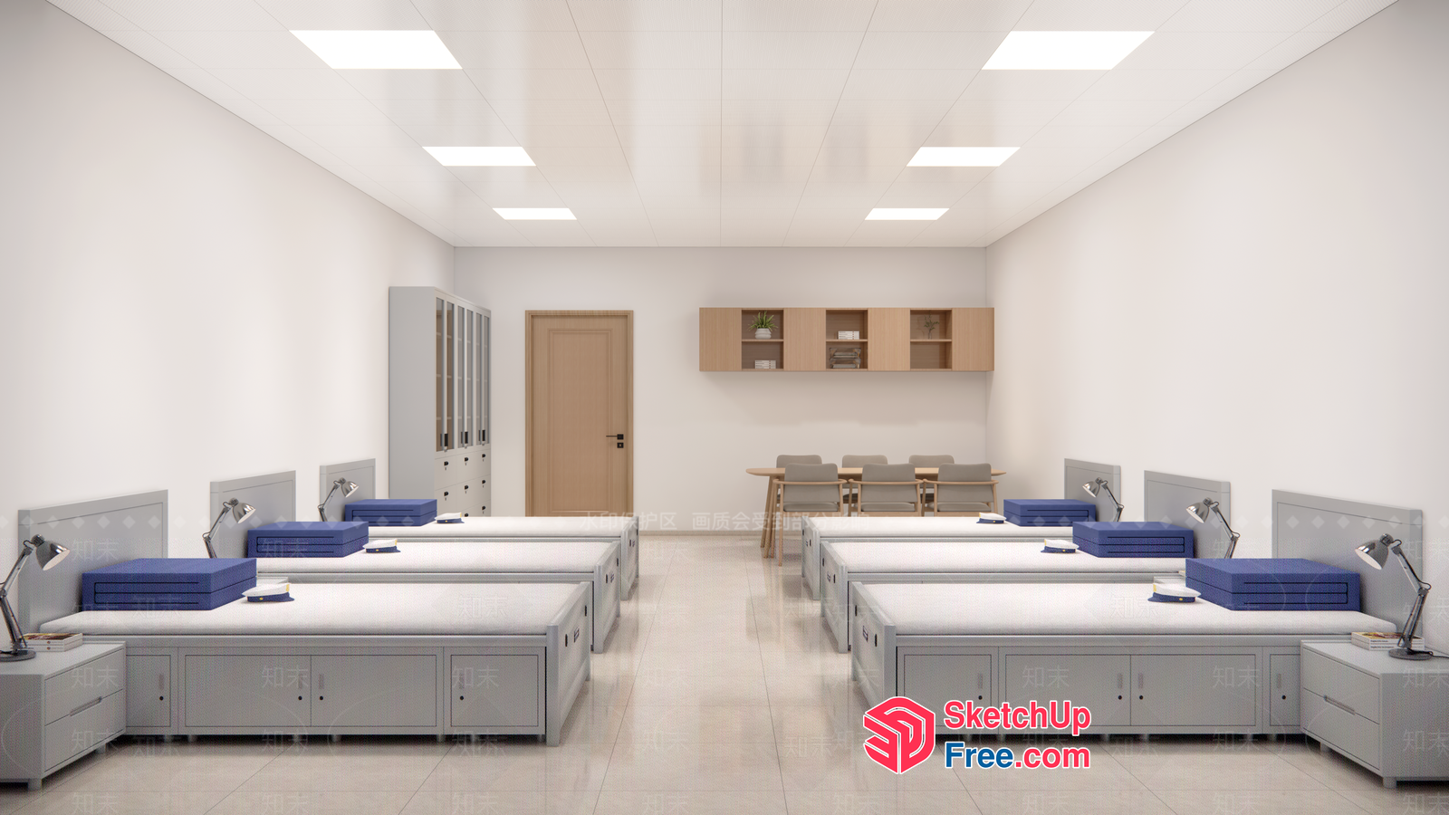 Minimalist White Dormitory Room 3D SketchUp File