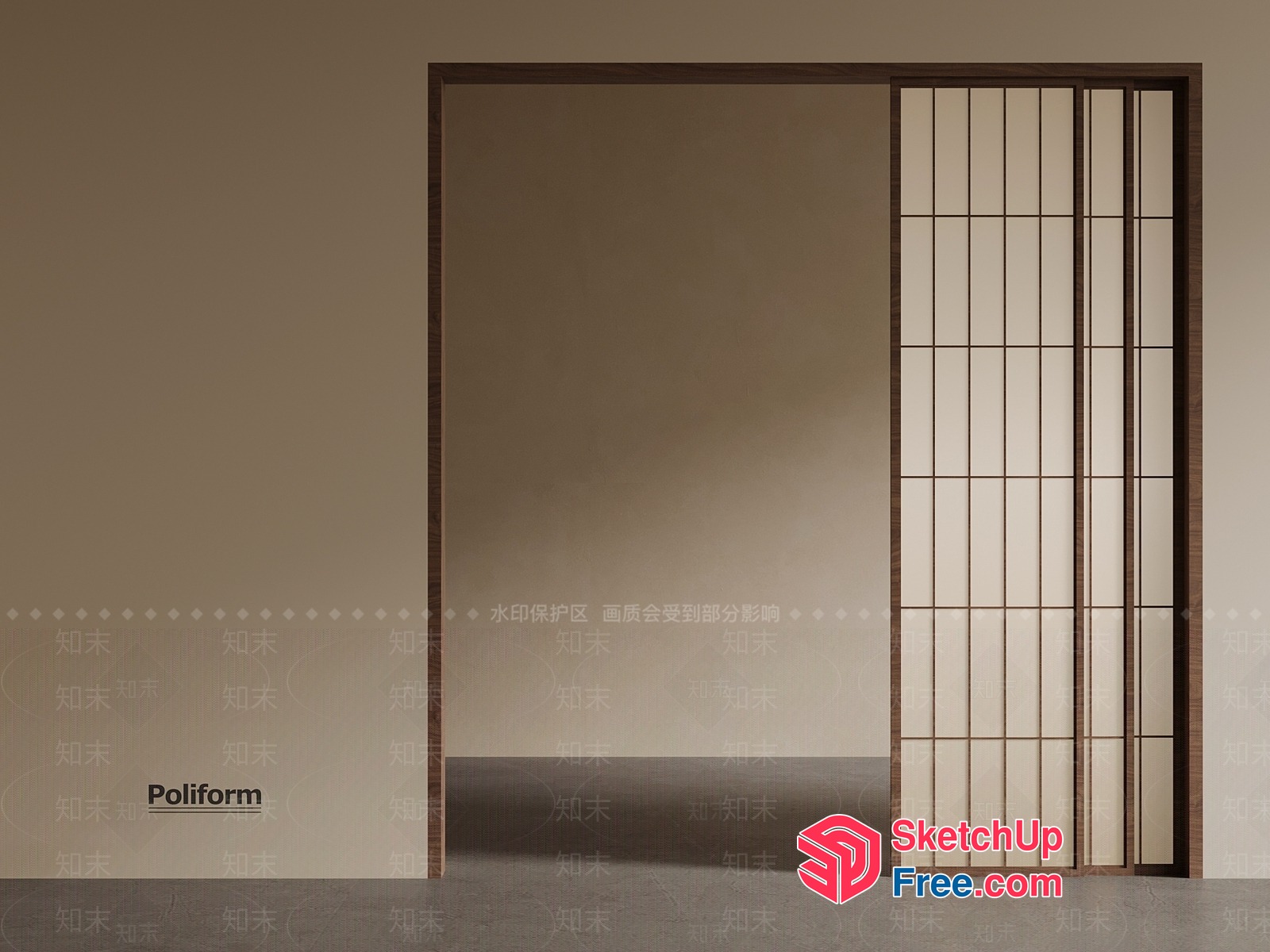 Sliding Door With Shoji Screen 3D SketchUp File