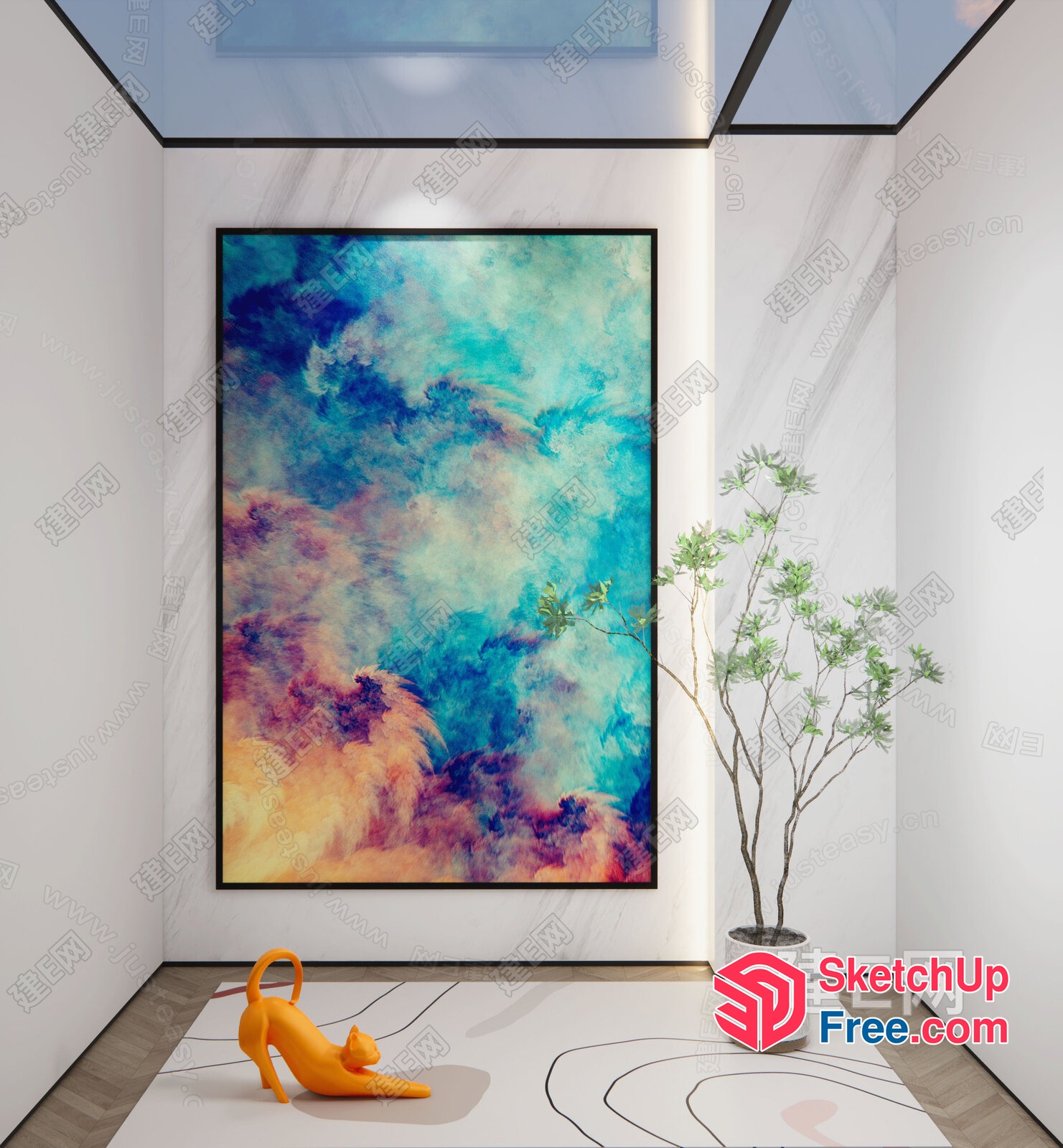 Modern Artwork In A Sleek, Minimalist Room 3D SketchUp File