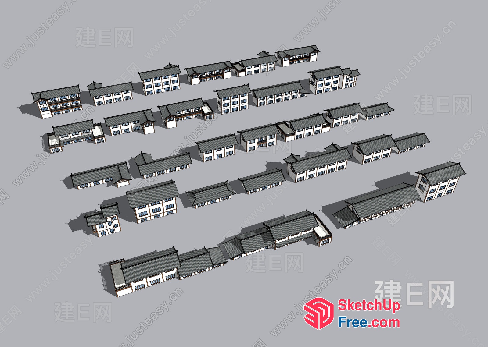 Chinese Style Buildings 3D SketchUp File