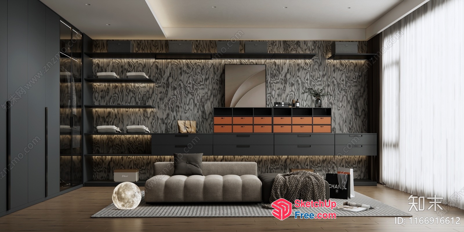 Elegant Living Room With Modern Furniture And Decor 3D SketchUp File