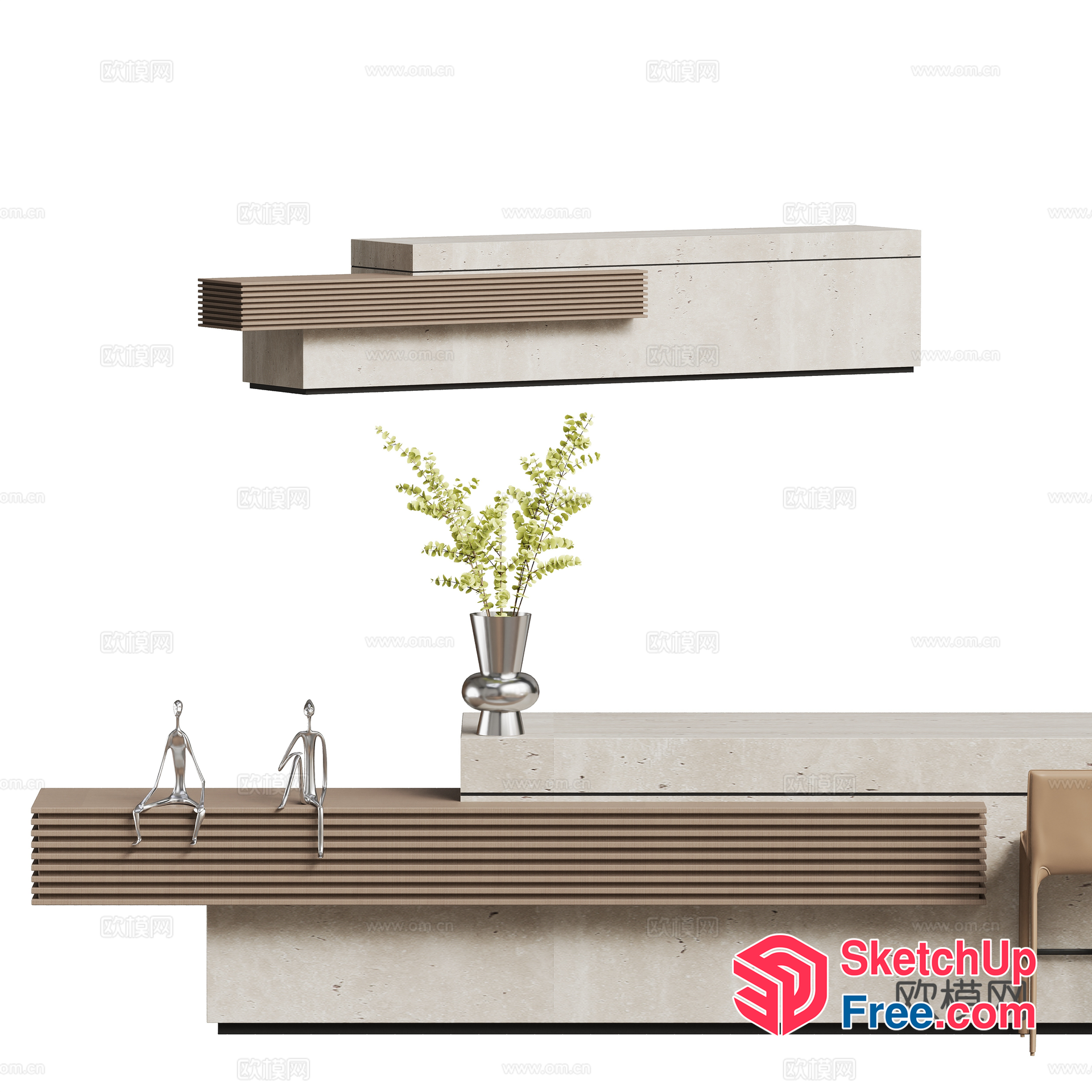 Minimalist Japanese Style Interior Furniture Set 3D SketchUp File