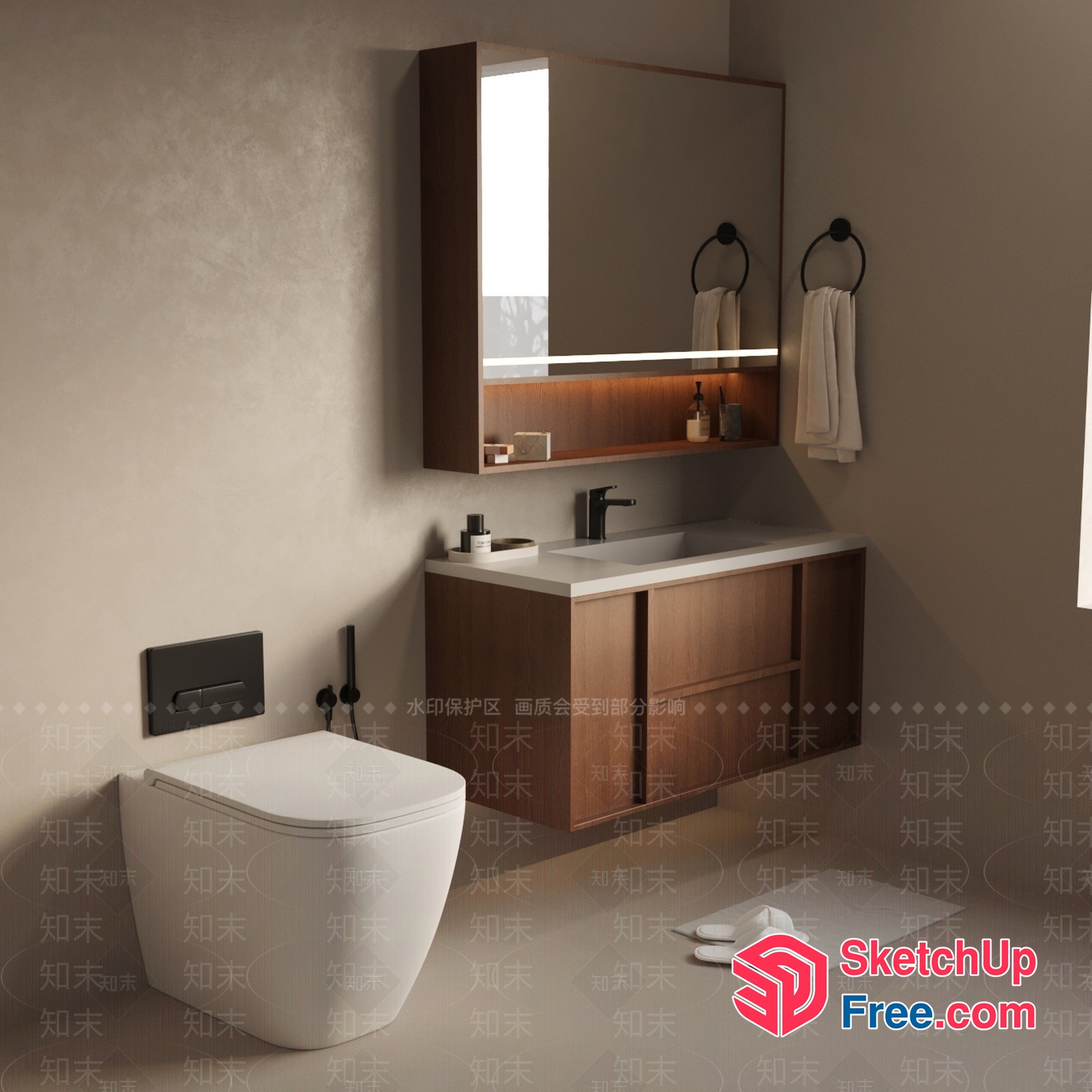 Elegant Modern Bathroom Design With Sleek Fixtures 3D SketchUp File