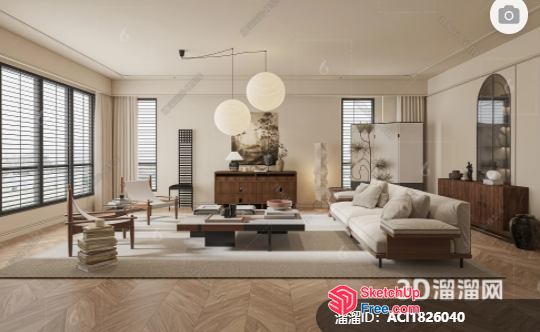 Elegant And Minimalist Living Room Design 3D SketchUp File