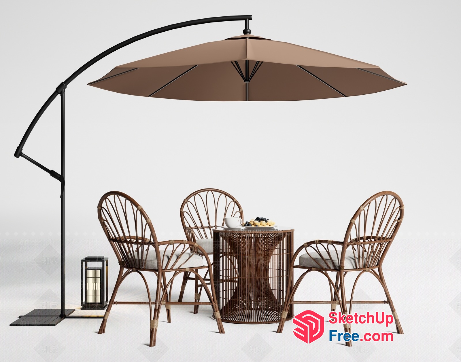 Outdoor Patio Furniture Set With Umbrella 3D SketchUp File
