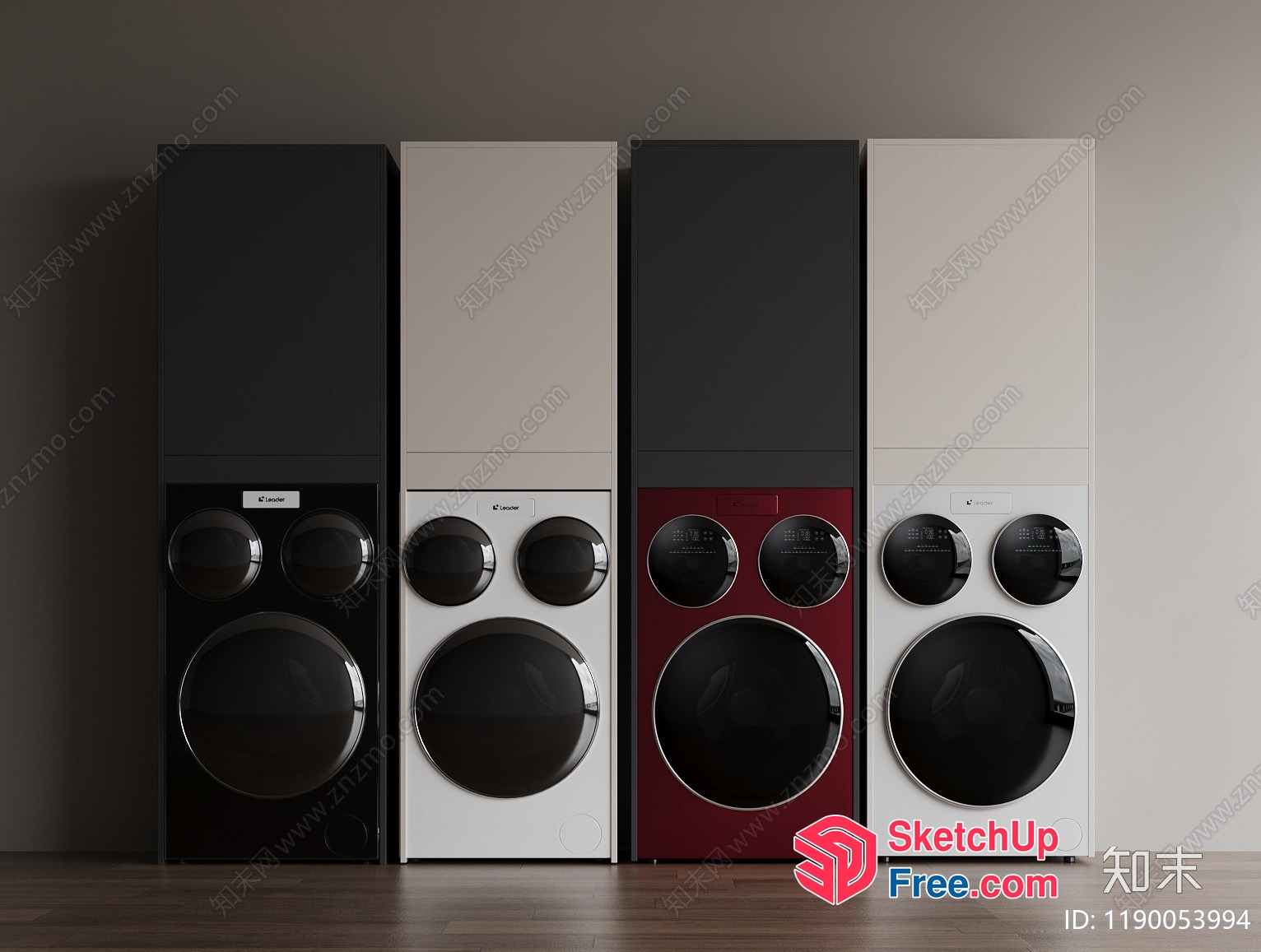 Modern Laundry Room With Stylish Washers 3D SketchUp File