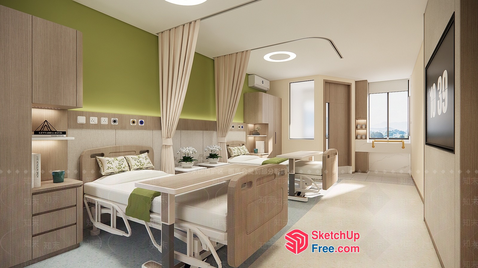 Hospital Room With Modern Decor And Natural Lighting 3D SketchUp File