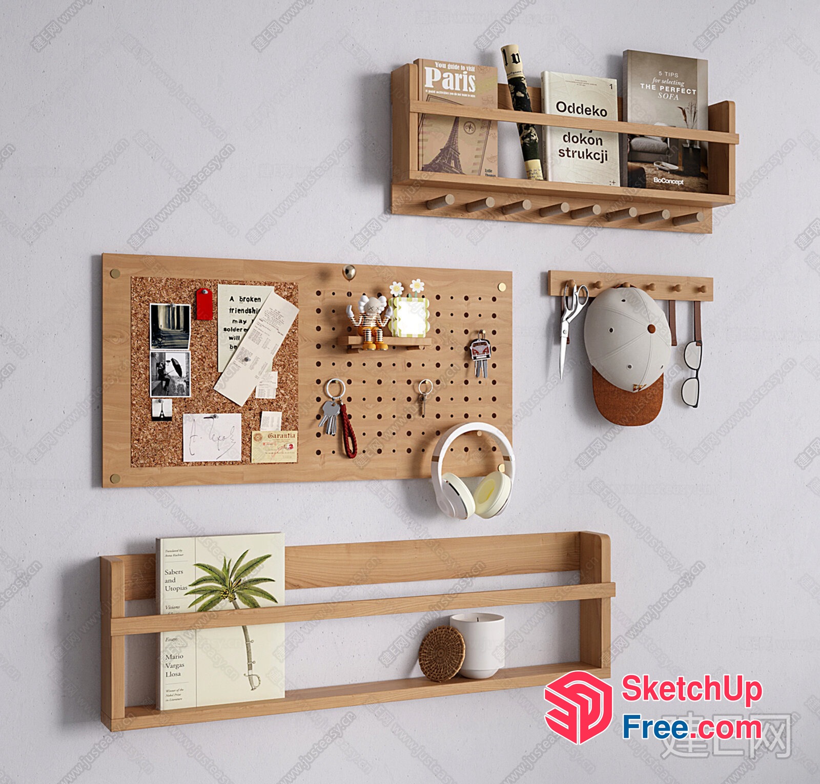 Wall-Mounted Shelf And Pegboard For Storage And Organization 3D SketchUp File