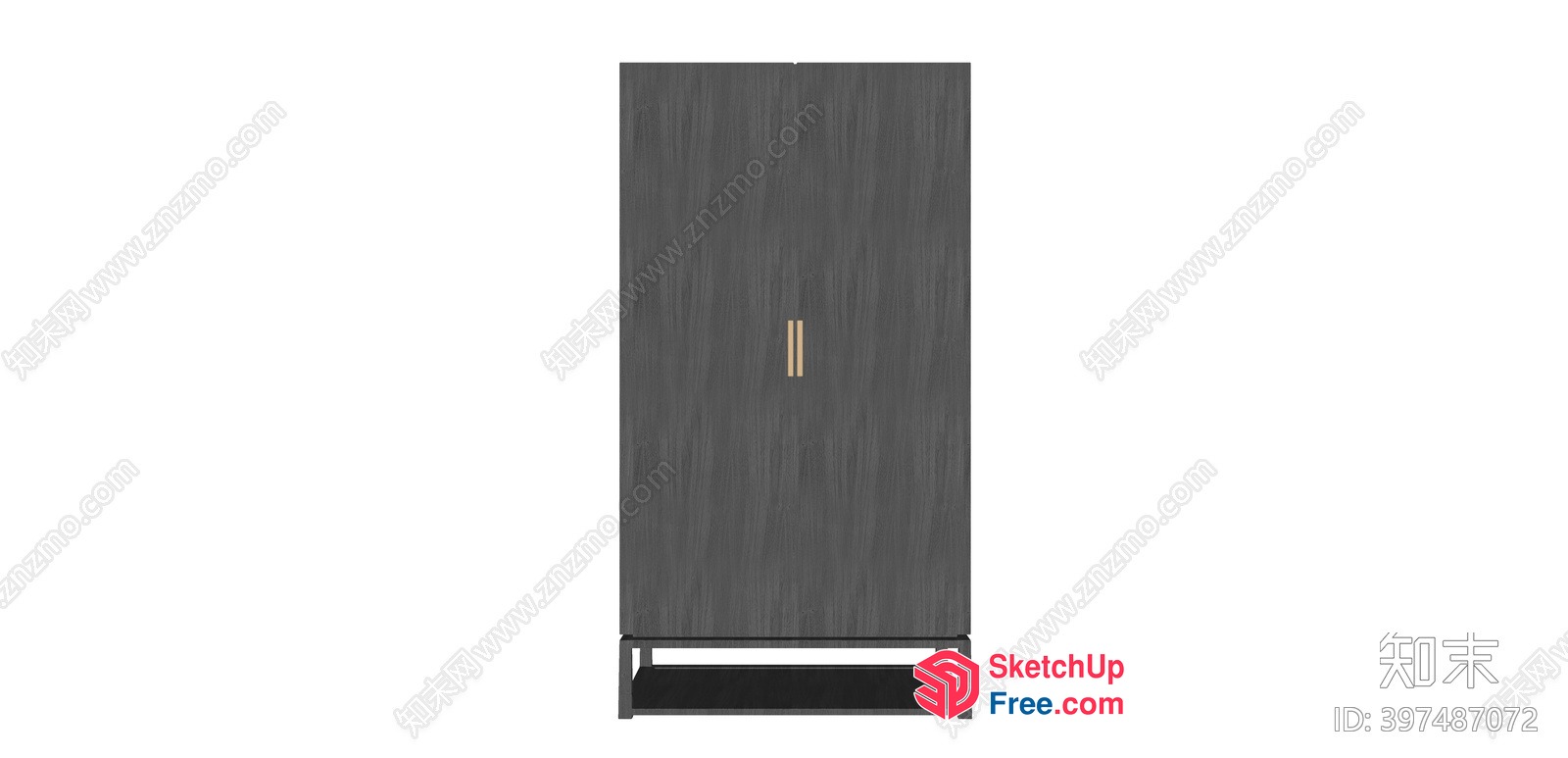 Simple Gray Cabinet With Gold Handle 3D SketchUp File