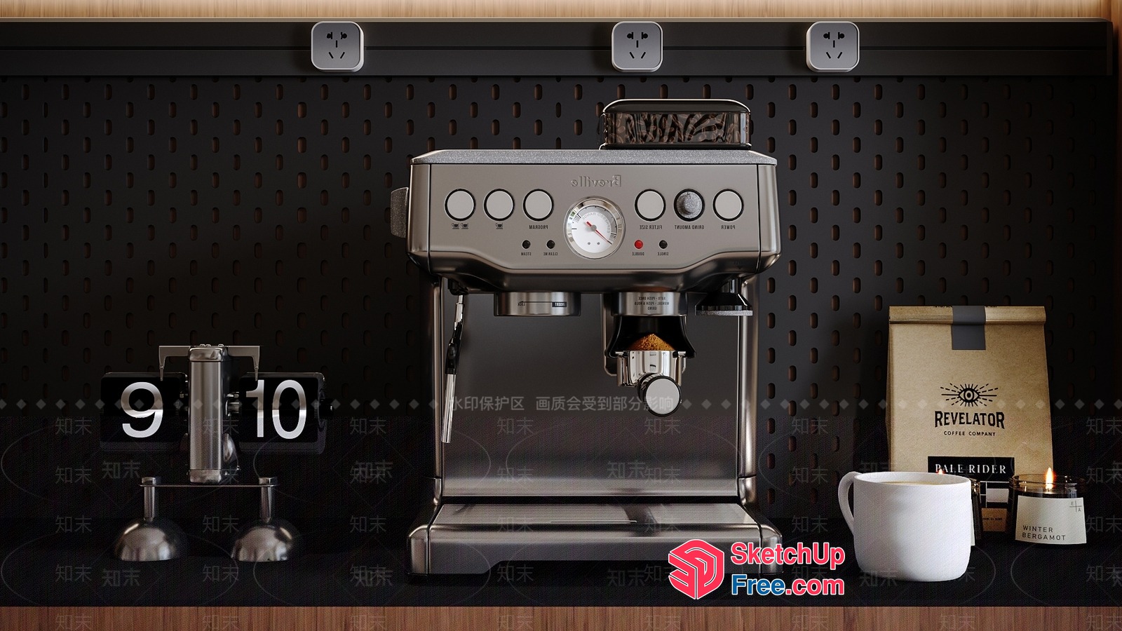 Coffee Machine And Utensils On A Shelf 3D SketchUp File