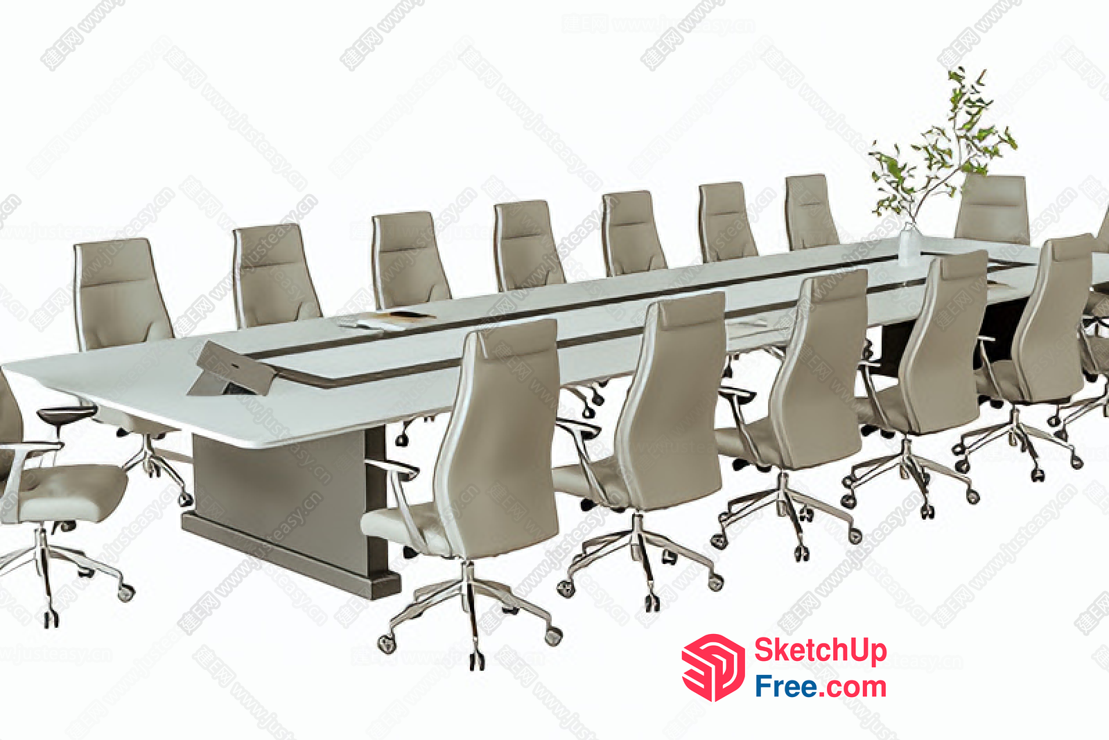 Long Conference Table With 14 Chairs 3D SketchUp File